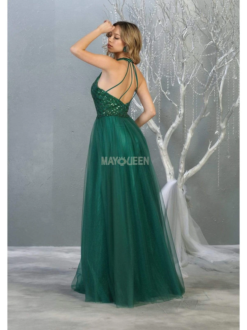 May Queen - RQ7863 Strappy High Halter A-Line Gown Formal Gowns 10 May Queen - RQ7863 Strappy High Halter A-Line Gown Formal Gowns