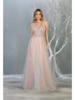 May Queen - RQ7863 Strappy High Halter A-Line Gown Formal Gowns 20 May Queen - RQ7863 Strappy High Halter A-Line Gown Formal Gowns