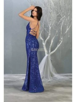 Formal Gowns May Queen - RQ7878 Strappy Sequined Trumpet Dress 9 Formal Gowns May Queen - RQ7878 Strappy Sequined Trumpet Dress