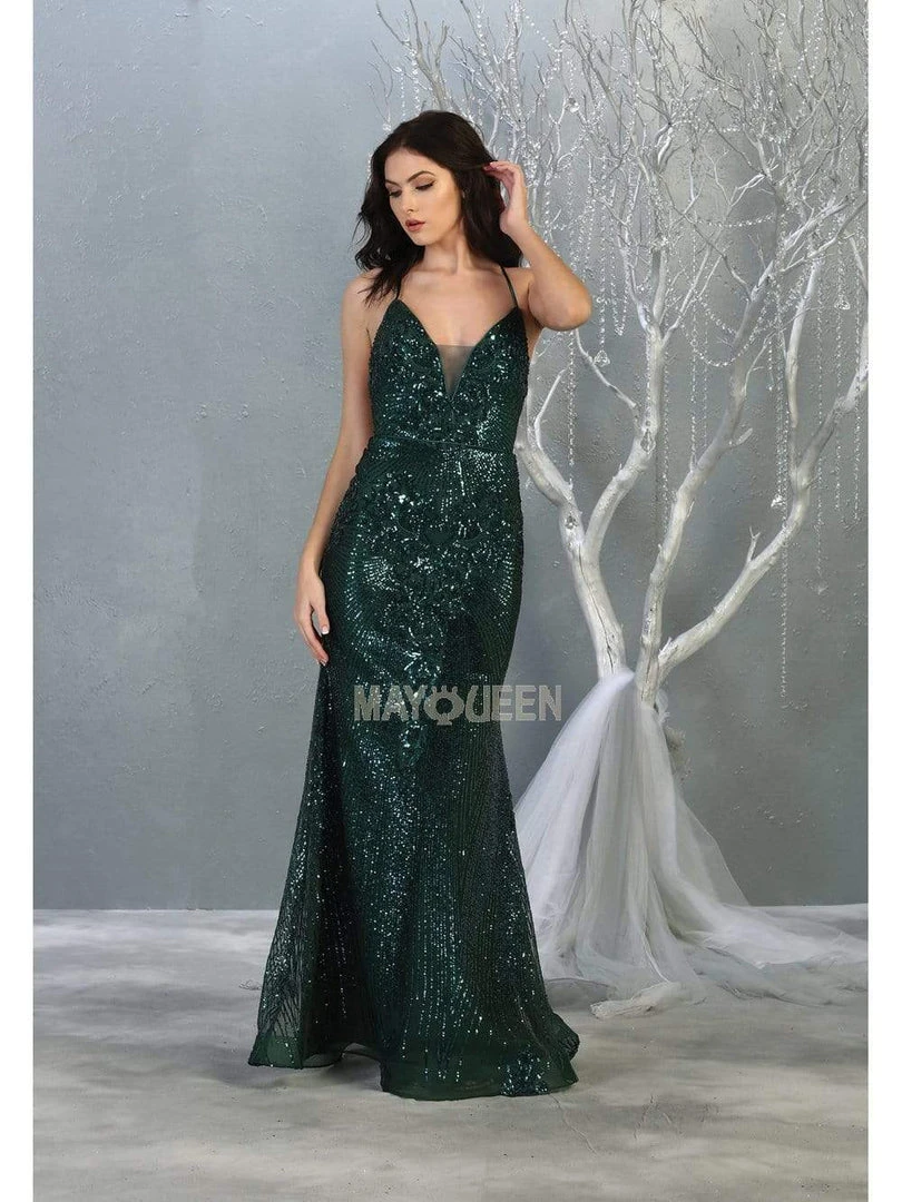 Formal Gowns May Queen - RQ7878 Strappy Sequined Trumpet Dress 3 Formal Gowns May Queen - RQ7878 Strappy Sequined Trumpet Dress