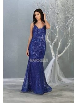 Formal Gowns May Queen - RQ7878 Strappy Sequined Trumpet Dress 8 Formal Gowns May Queen - RQ7878 Strappy Sequined Trumpet Dress