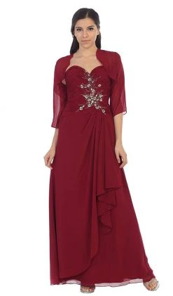 May Queen - Ruched Evening Gown With Quarter Length Jacket Formal Gowns 18 May Queen - Ruched Evening Gown With Quarter Length Jacket Formal Gowns