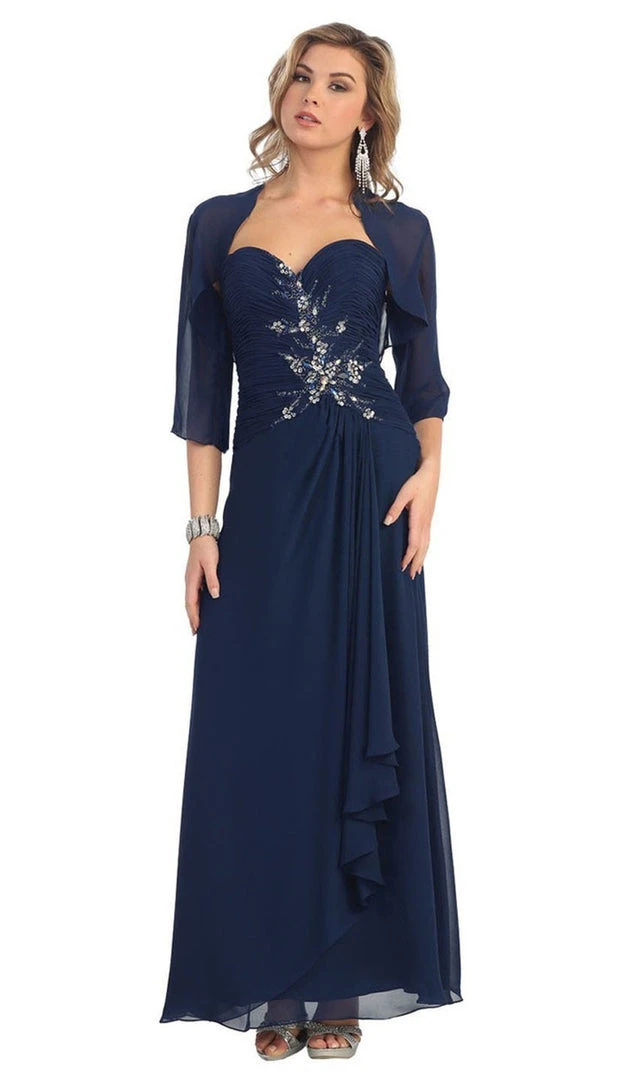 May Queen - Ruched Evening Gown With Quarter Length Jacket Formal Gowns 10 May Queen - Ruched Evening Gown With Quarter Length Jacket Formal Gowns