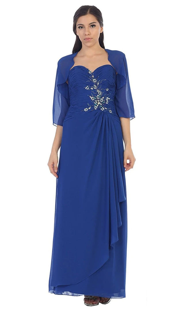 May Queen - Ruched Evening Gown With Quarter Length Jacket Formal Gowns 8 May Queen - Ruched Evening Gown With Quarter Length Jacket Formal Gowns