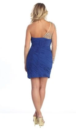 Cocktail Dresses May Queen - Ruched One Shoulder Sleeve Cocktail Dress 12 Cocktail Dresses May Queen - Ruched One Shoulder Sleeve Cocktail Dress