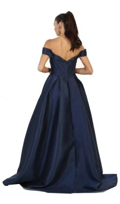 Formal Gowns May Queen - Satin Off Shoulder A-line Evening Dress 14 Formal Gowns May Queen - Satin Off Shoulder A-line Evening Dress
