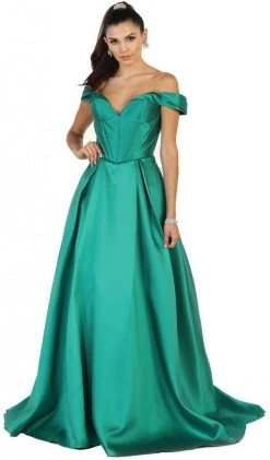 Formal Gowns May Queen - Satin Off Shoulder A-line Evening Dress