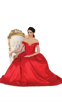 Formal Gowns May Queen - Satin Off Shoulder A-line Evening Dress 15 Formal Gowns May Queen - Satin Off Shoulder A-line Evening Dress