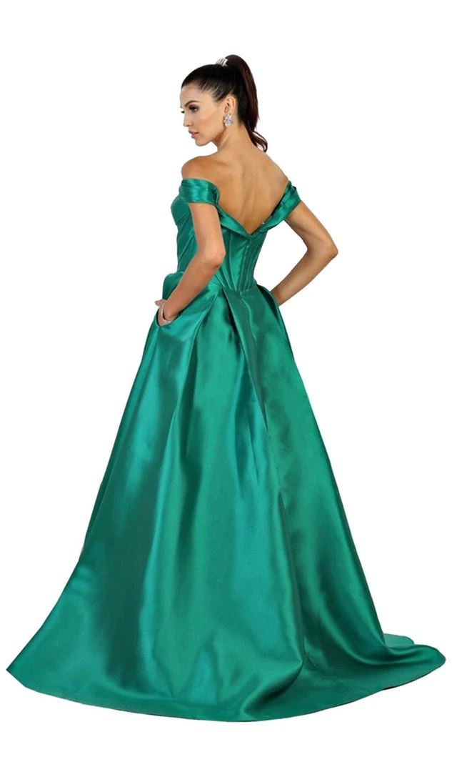 Formal Gowns May Queen - Satin Off Shoulder A-line Evening Dress 4 Formal Gowns May Queen - Satin Off Shoulder A-line Evening Dress