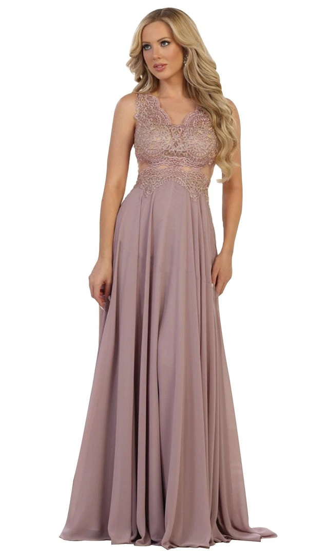 May Queen - Scalloped Metallic Lace A-Line Prom Gown 5 May Queen - Scalloped Metallic Lace A-Line Prom Gown
