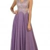 May Queen - Scalloped Metallic Lace A-Line Prom Gown