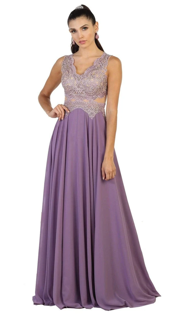 May Queen - Scalloped Metallic Lace A-Line Prom Gown 3 May Queen - Scalloped Metallic Lace A-Line Prom Gown