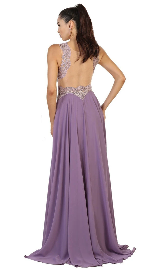 May Queen - Scalloped Metallic Lace A-Line Prom Gown 4 May Queen - Scalloped Metallic Lace A-Line Prom Gown