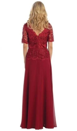 Formal Gowns May Queen - Scalloped V-neck A-line Mother Of The Bride Dress