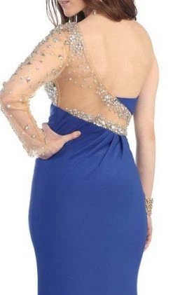 May Queen - Sequined One Shoulder Sleeve Evening Gown Formal Gowns 16 May Queen - Sequined One Shoulder Sleeve Evening Gown Formal Gowns