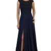 Formal Gowns May Queen - Sheer Cap Sleeves A-Line Dress With Slit MQ1563 - 1 Pc Mauve In Size 10 Available