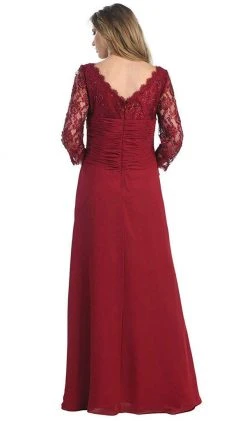Formal Gowns May Queen - Sheer Long Sleeve Floral Accented A-Line Evening Dress 17 Formal Gowns May Queen - Sheer Long Sleeve Floral Accented A-Line Evening Dress