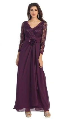 Formal Gowns May Queen - Sheer Long Sleeve Floral Accented A-Line Evening Dress 19 Formal Gowns May Queen - Sheer Long Sleeve Floral Accented A-Line Evening Dress