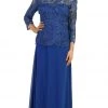 May Queen - Sheer Quarter Sleeve Long Lace Evening Gown 2 May Queen - Sheer Quarter Sleeve Long Lace Evening Gown