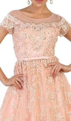 Formal Gowns May Queen - Shimmering Illusion Scoop Neck A-line Evening Gown