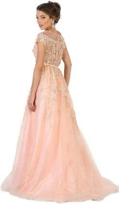 Formal Gowns May Queen - Shimmering Illusion Scoop Neck A-line Evening Gown