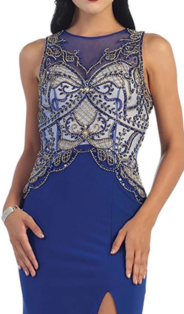 May Queen - Sleeveless Beaded Illusion Prom Gown 4 May Queen - Sleeveless Beaded Illusion Prom Gown
