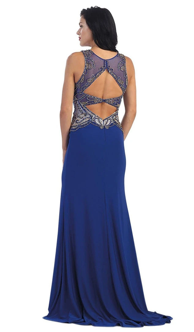 May Queen - Sleeveless Beaded Illusion Prom Gown 5 May Queen - Sleeveless Beaded Illusion Prom Gown