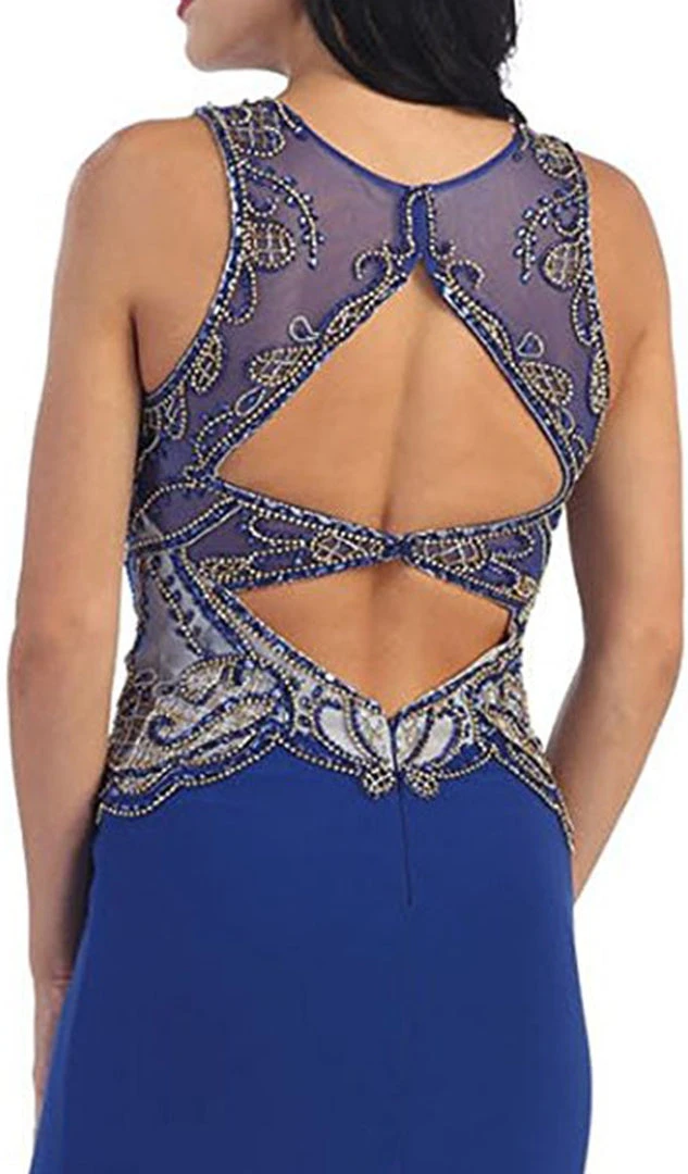 May Queen - Sleeveless Beaded Illusion Prom Gown 6 May Queen - Sleeveless Beaded Illusion Prom Gown