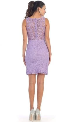 Cocktail Dresses May Queen - Sleeveless Illusion Jewel Sheath Cocktail Dress