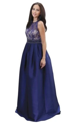 May Queen - Sleeveless Lace Applique Taffeta Formal Ball Gown Formal Gowns