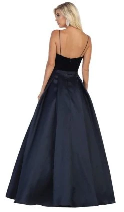 May Queen - Sleeveless Lace Up Front Pleated Ballgown RQ7742 - 1 Pc Navy In Size 14 Available Formal Gowns
