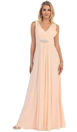 Formal Gowns May Queen - Sleeveless Ruched Panel A-Line Long Bridesmaid Dress 19 Formal Gowns May Queen - Sleeveless Ruched Panel A-Line Long Bridesmaid Dress
