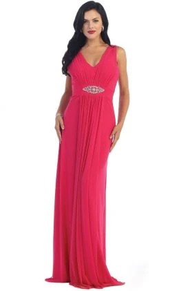 Formal Gowns May Queen - Sleeveless Ruched Panel A-Line Long Bridesmaid Dress 22 Formal Gowns May Queen - Sleeveless Ruched Panel A-Line Long Bridesmaid Dress