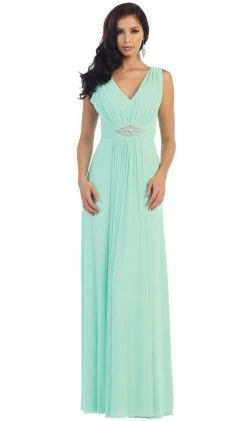 Formal Gowns May Queen - Sleeveless Ruched Panel A-Line Long Bridesmaid Dress 24 Formal Gowns May Queen - Sleeveless Ruched Panel A-Line Long Bridesmaid Dress