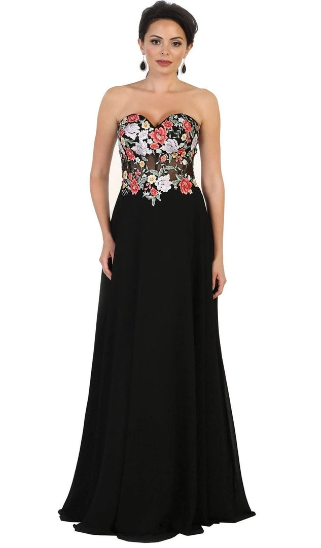May Queen - Strapless Embellished Chiffon Evening Gown Formal Gowns 5 May Queen - Strapless Embellished Chiffon Evening Gown Formal Gowns