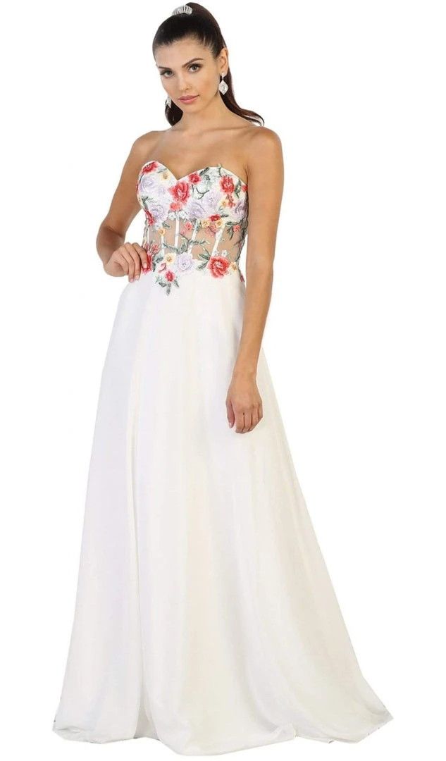 May Queen - Strapless Embellished Chiffon Evening Gown Formal Gowns 3 May Queen - Strapless Embellished Chiffon Evening Gown Formal Gowns