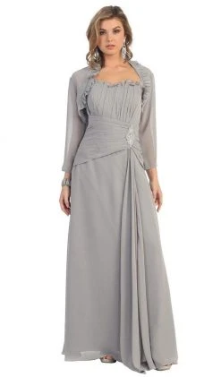 May Queen - Strapless Pleated A-Line Gown With Bolero MQ 630 - 1 Pc Teal In Size L Available