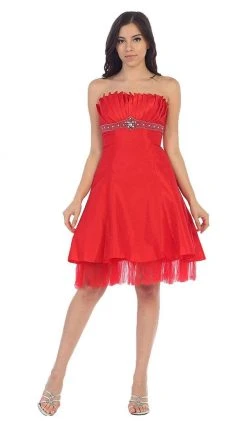May Queen - Strapless Pleated Bodice Empire Cocktail Dress