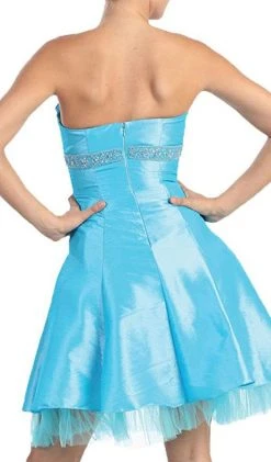 May Queen - Strapless Pleated Bodice Empire Cocktail Dress