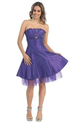 May Queen - Strapless Pleated Bodice Empire Cocktail Dress