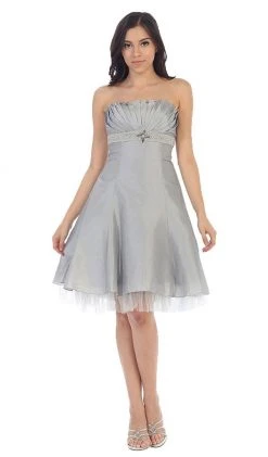 May Queen - Strapless Pleated Bodice Empire Cocktail Dress