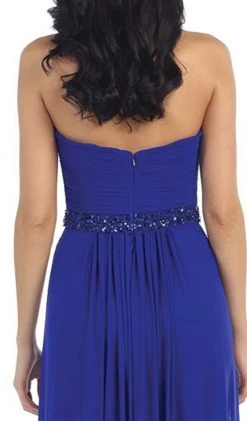 May Queen - Strapless Ruched Bodice Chiffon Long Prom Dress