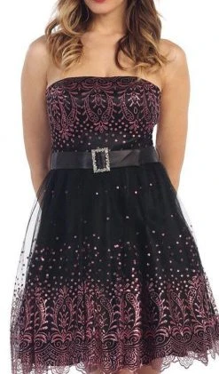 May Queen - Strapless Straight Mesh Cocktail Dress