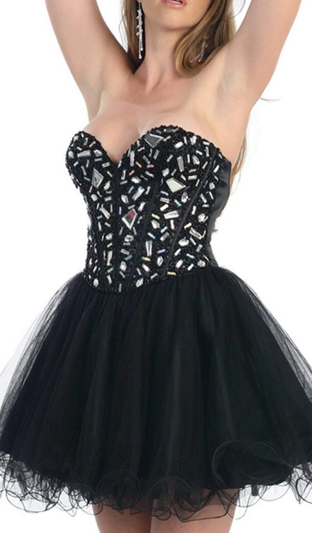 Cocktail Dresses May Queen - Strapless Sweetheart Corset Cocktail Dress MQ 873 4 Cocktail Dresses May Queen - Strapless Sweetheart Corset Cocktail Dress MQ 873