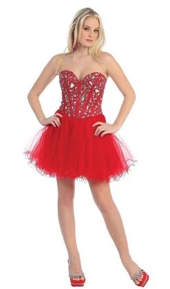 Cocktail Dresses May Queen - Strapless Sweetheart Corset Cocktail Dress MQ 873 19 Cocktail Dresses May Queen - Strapless Sweetheart Corset Cocktail Dress MQ 873