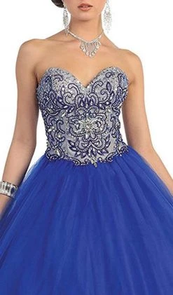 May Queen - Strapless Sweetheart Sequined Formal Ballgown