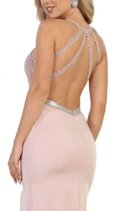 May Queen - Strappy Illusion Prom Dress With Slit Formal Gowns