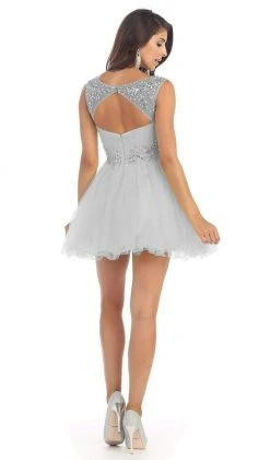 May Queen - Stunning Beaded Illusion Neck Cocktail Dress