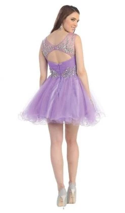 May Queen - Stunning Beaded Illusion Neck Cocktail Dress