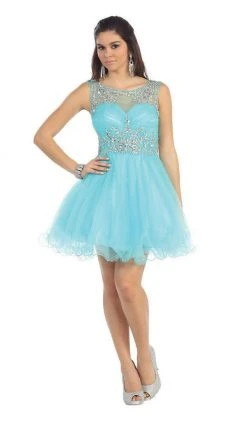 May Queen - Stunning Beaded Illusion Neck Cocktail Dress